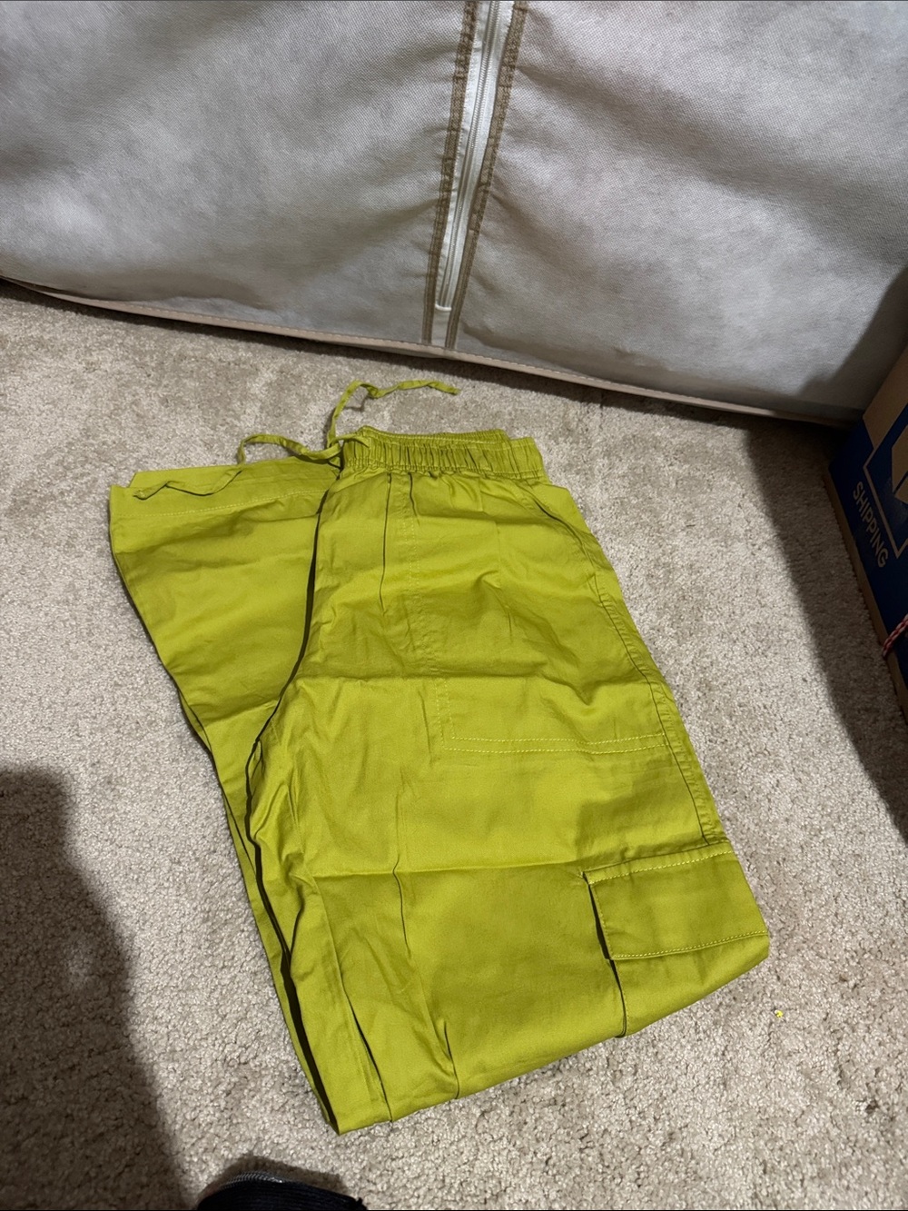 Drawstring Straight-Leg Pants in Vibrant Lime Green